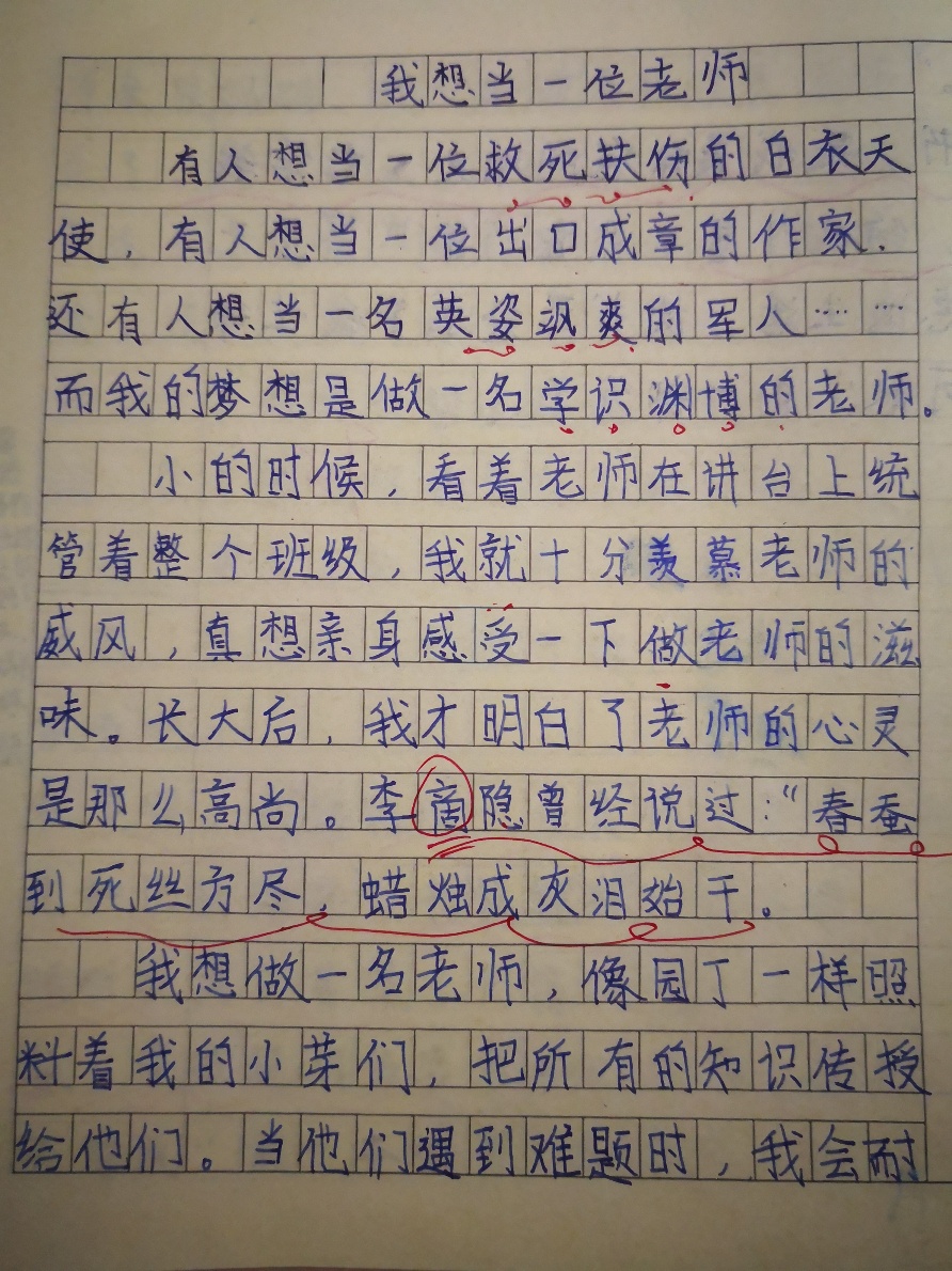 而我的梦想是做一名学识渊博的老师.